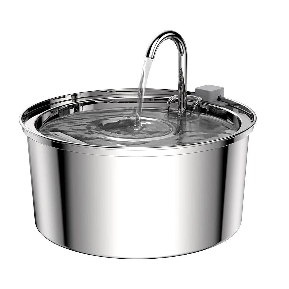PETNEED Pet Water Fountain, 3.2L Stainless Steel, Ultra Quiet Filtered Bowl for Cat