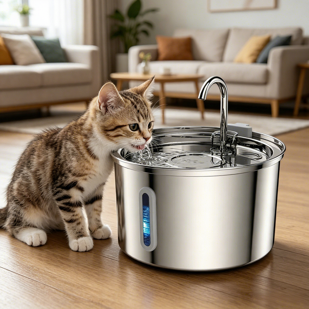 PETNEED Smart Pet Water Fountain 3.2L Stainless Steel Easy Clean for Indoor Pets
