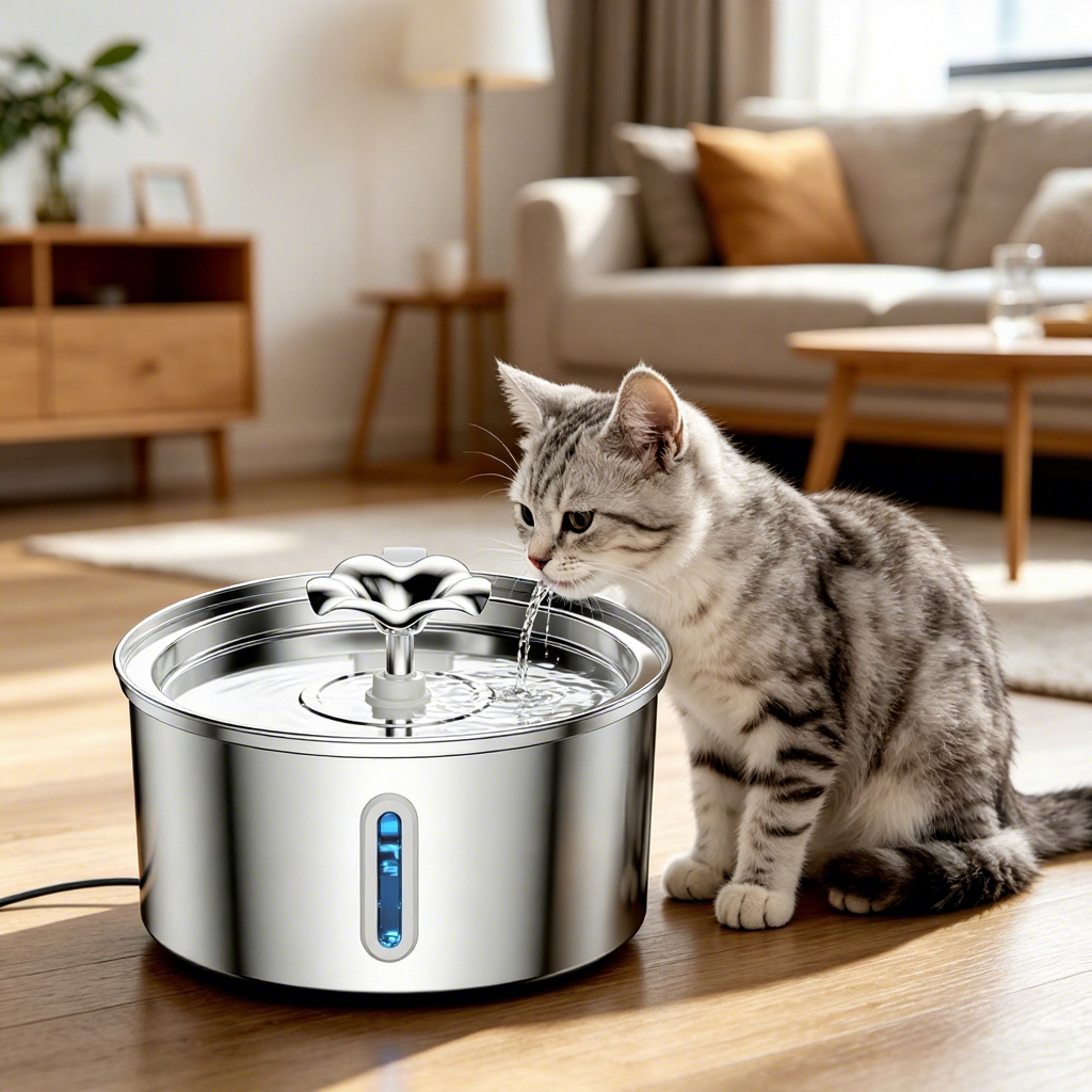 PETNEED Smart Pet Fountain 3.2L Stainless Steel Easy Clean Water Bowl for Pets