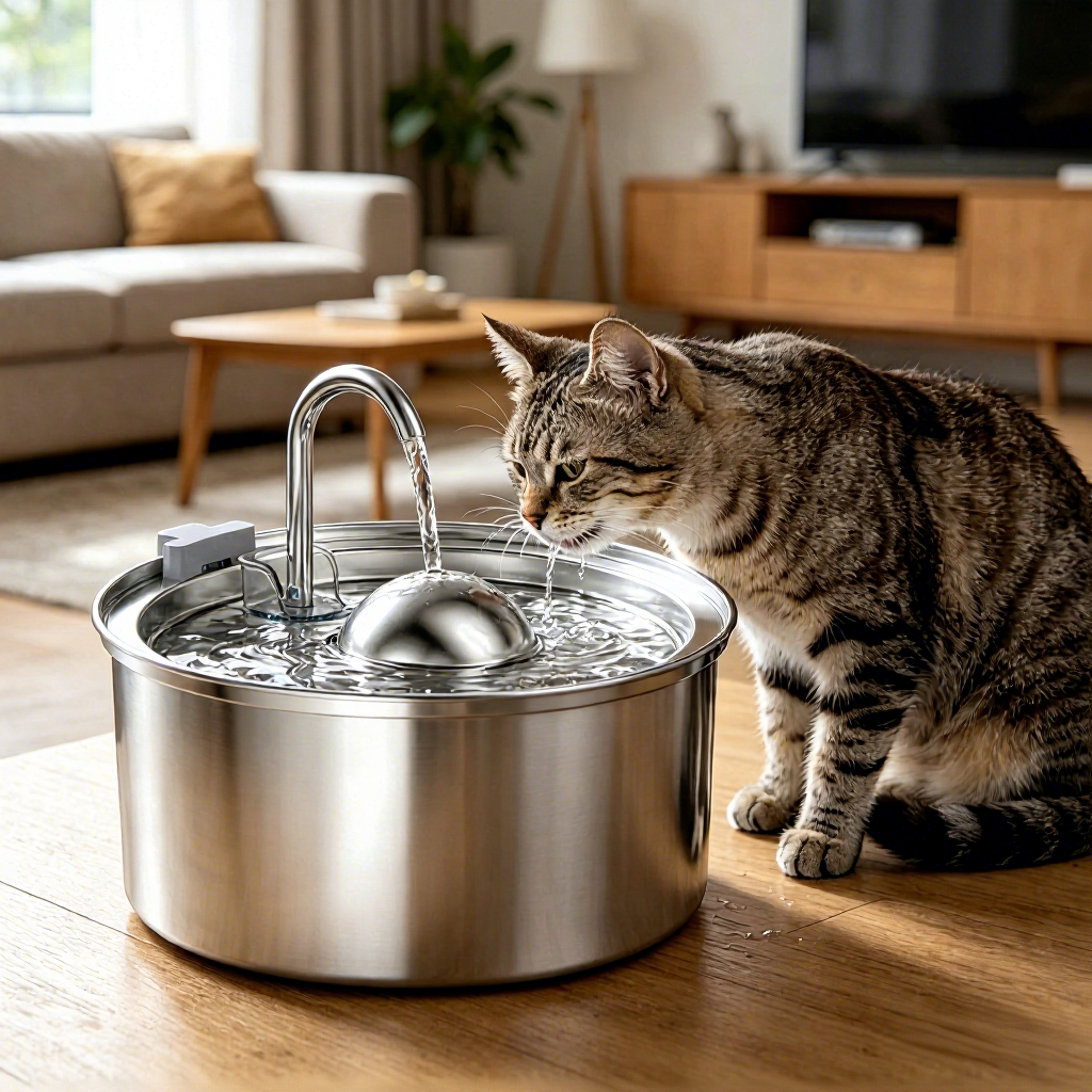 PETNEED Automatic Pet Water Dispenser 3.2L Stainless Steel Quiet for Apartments