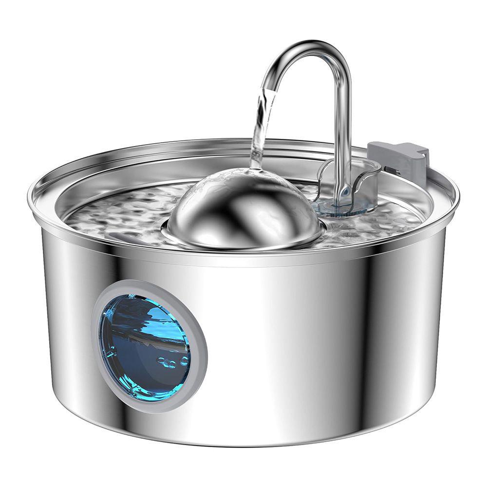 PETNEED 3.2L Stainless Steel Cat Water Fountain Visible Level & Easy Clean for Home