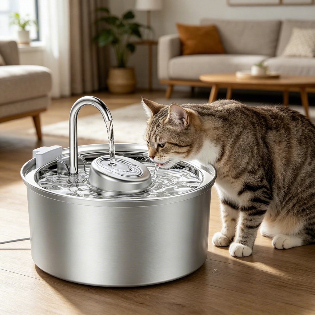 PETNEED Stainless Steel Pet Water Dispenser 3.2L Fresh Flow & BPA-Free for Multi-Pet Homes