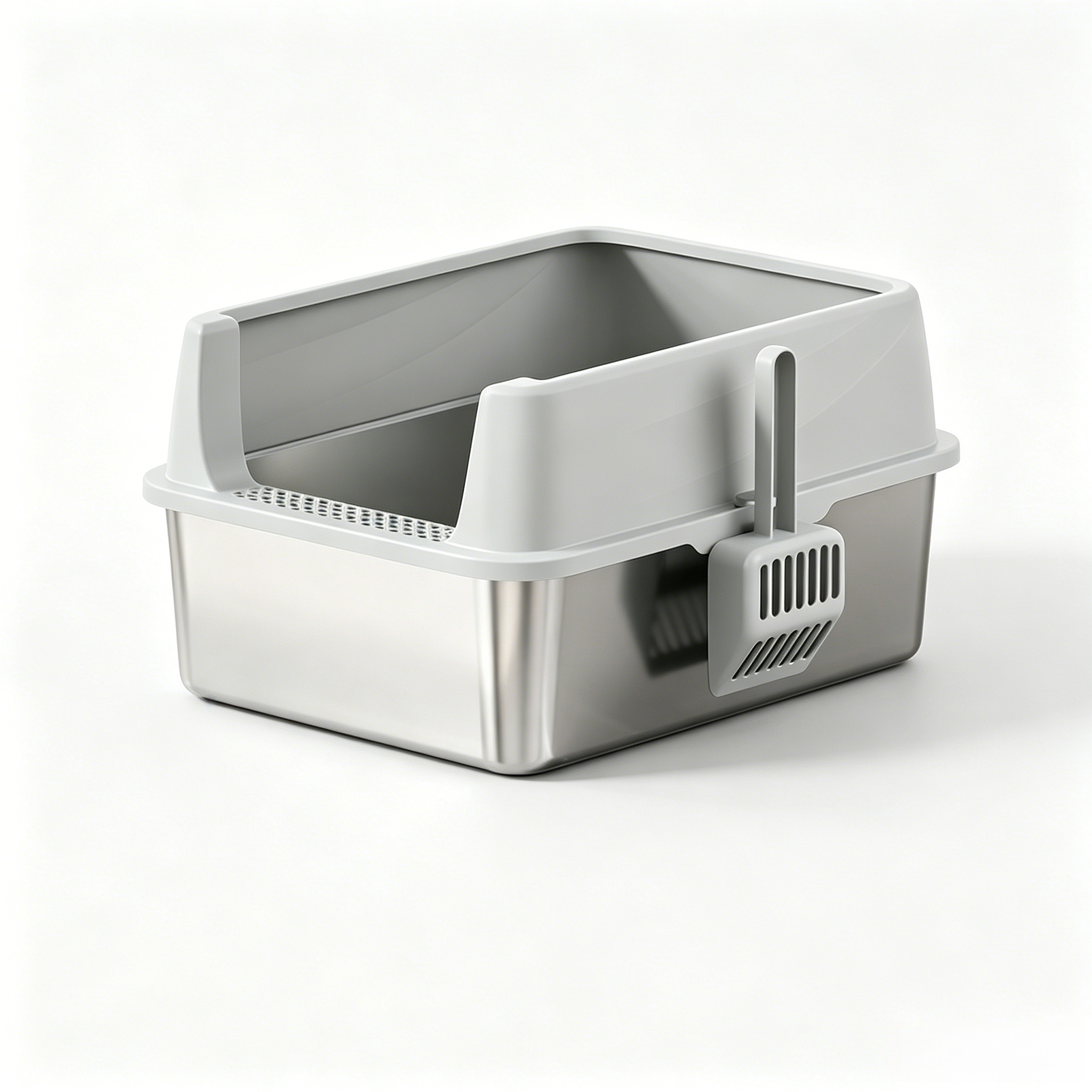 PETNEED Stainless steel cat litter box large size easy to clean For 2-3 cats