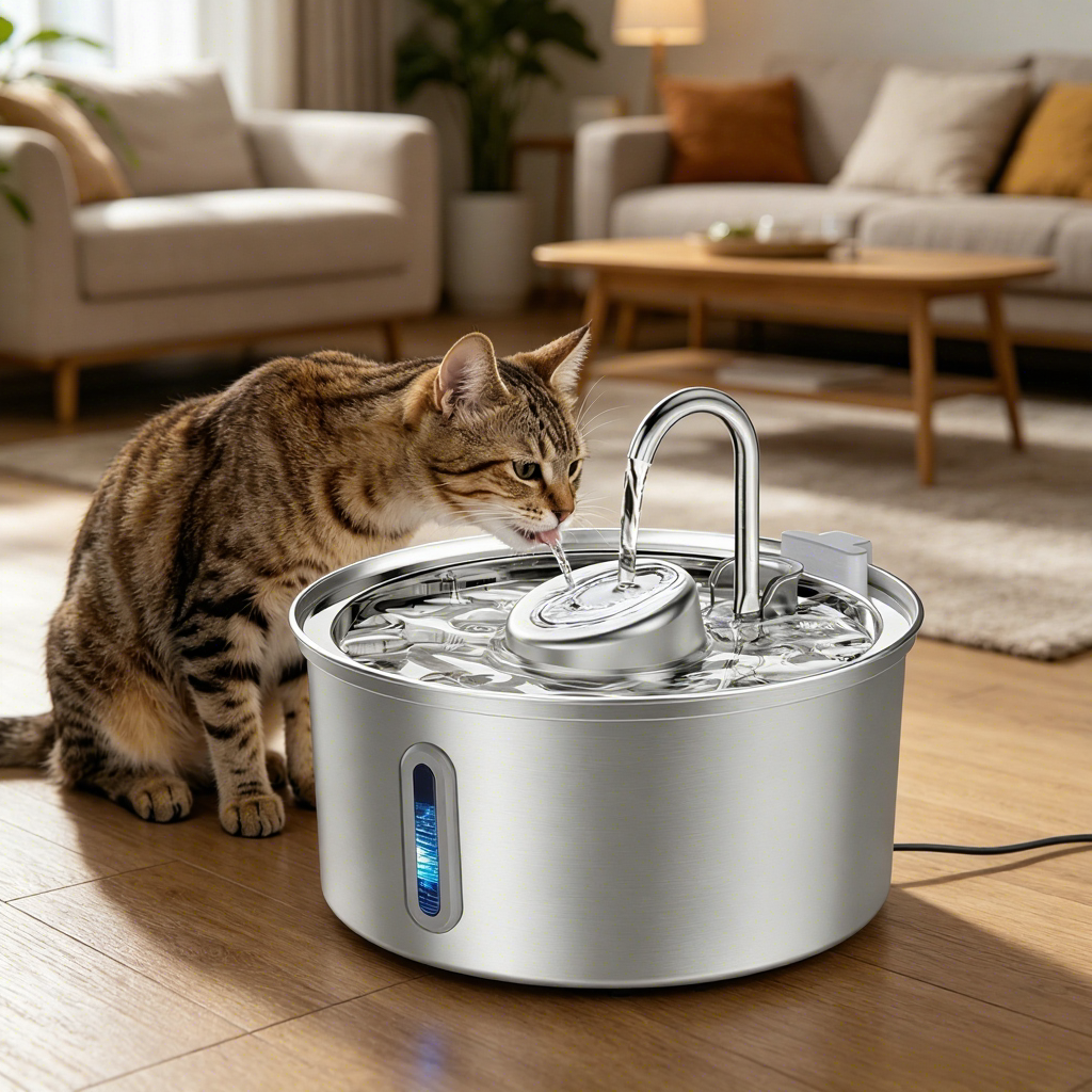 PETNEED Smart Pet Fountain 3.2L Rustproof Stainless Steel & Ultra-Quiet for Apartments