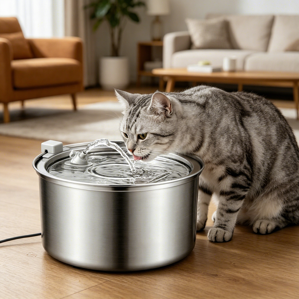PETNEED Smart Pet Water Fountain 3.2L Stainless Steel Quiet & Filtered for Home