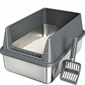 PETNEED Stainless steel cat litter box thicken Anti-splash protection for 2-3 cats