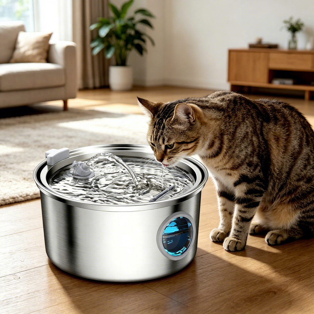 PETNEED Smart Stainless Steel Water Fountain 3.2L Easy Clean & BPA-Free for Pets