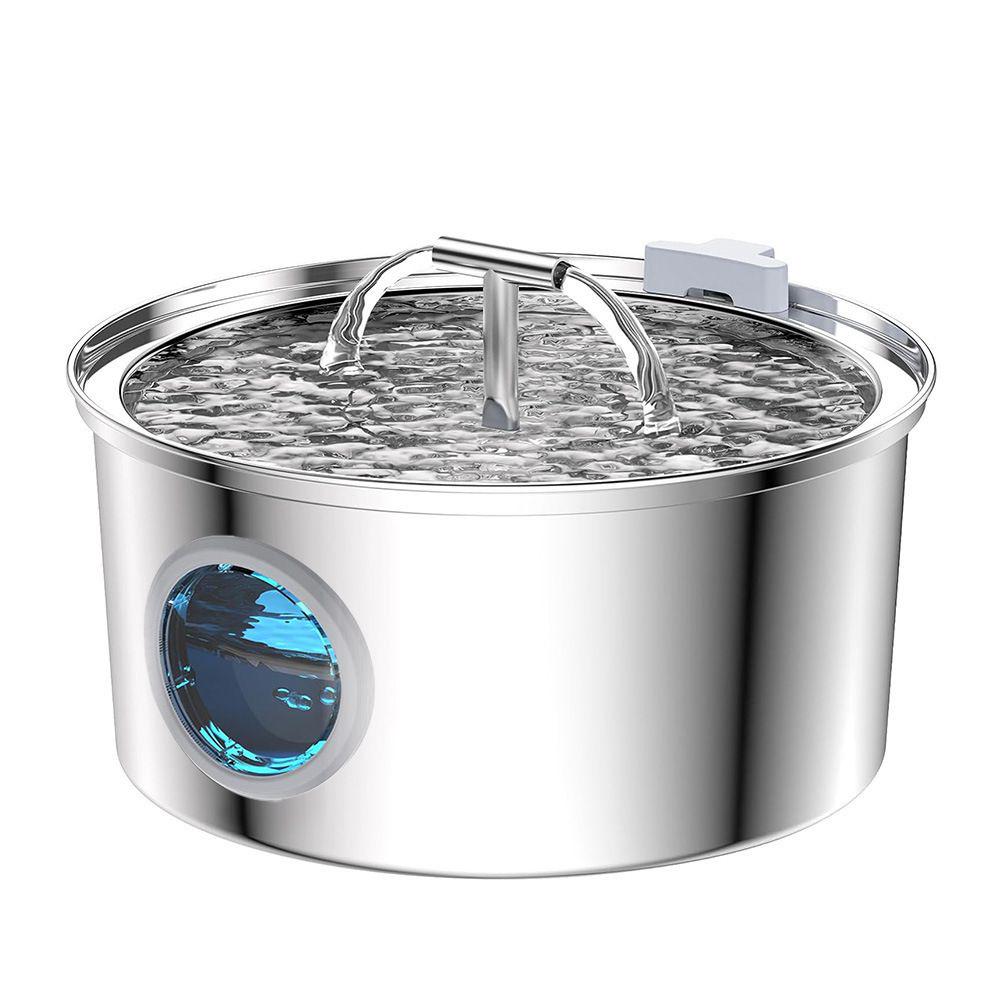 PETNEED Smart Pet Water Fountain 3.2L Stainless Steel Dual Spout & Ultra-Quiet for Home
