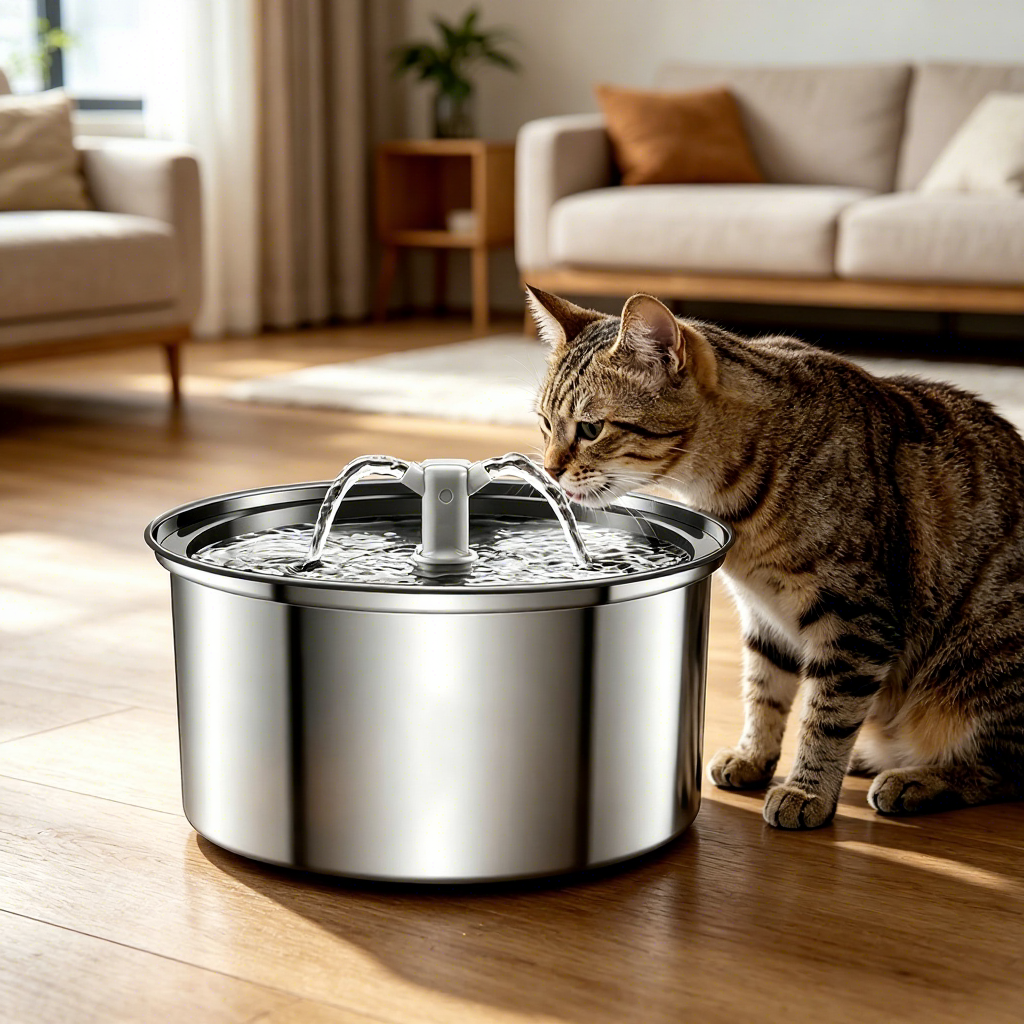 PETNEED Smart Cat Dog Fountain 3.2L Stainless Steel Filtered & Easy Clean for Indoor
