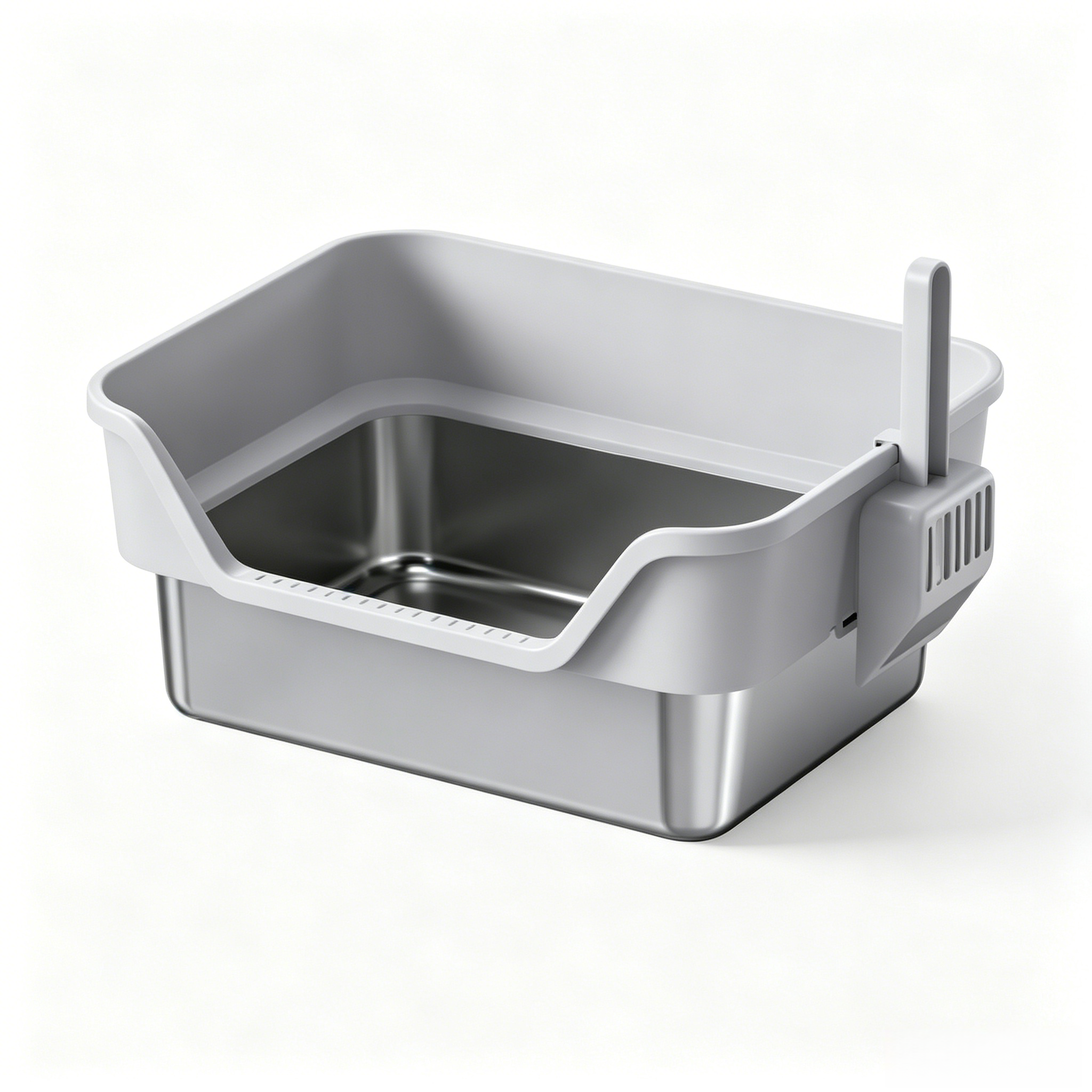 PETNEED Stainless steel cat litter box large capacity easy to clean for 2-3 Cats