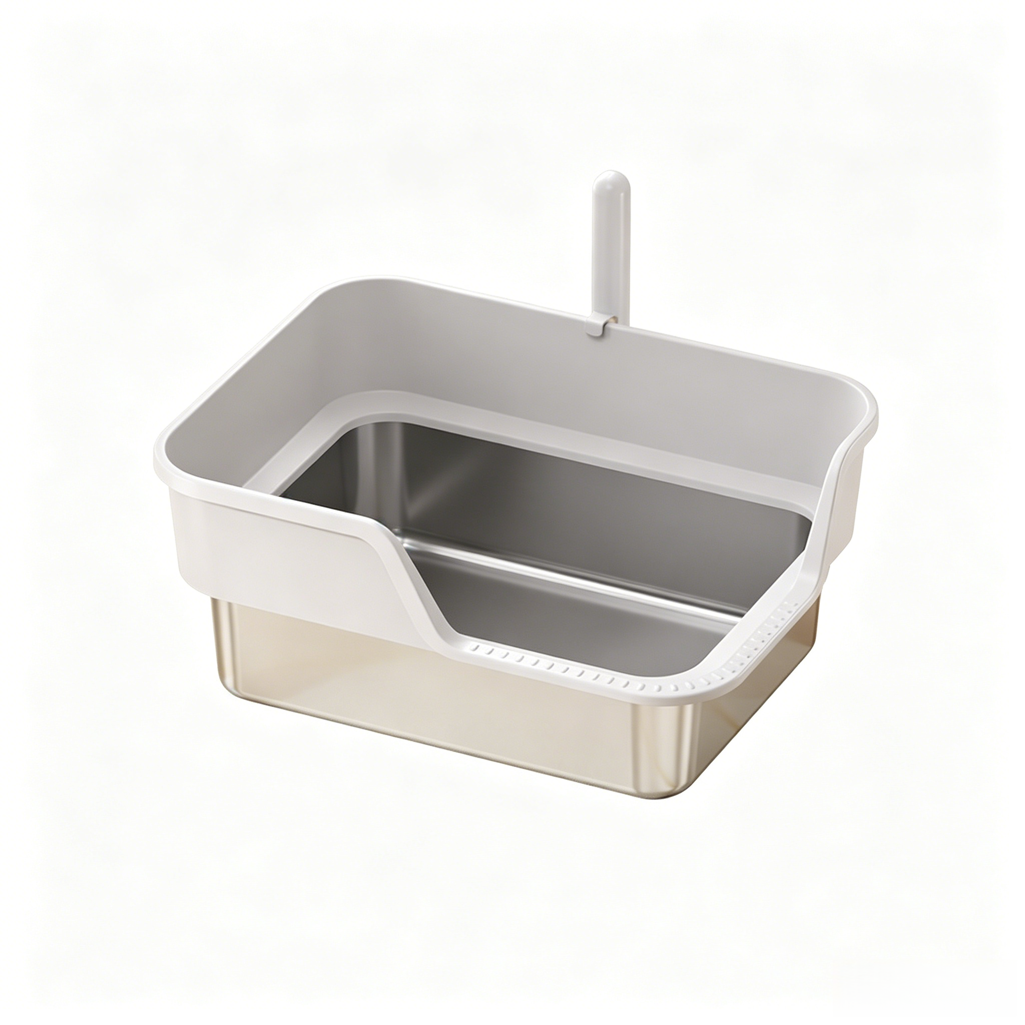 PETNEED Stainless steel cat litter box Side-loading for 2-3 cats