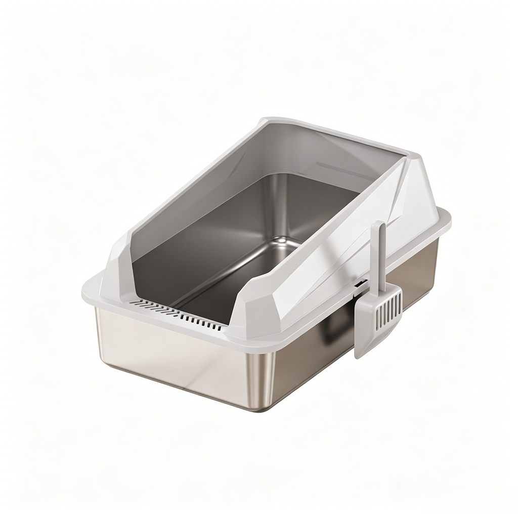 PETNEED Stainless steel cat litter box Extra-large thickened For 2-3 cats