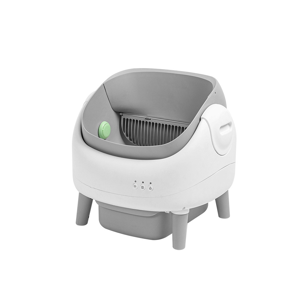 PETNEED Smart Automatic Cat Litter Box Open Top Large Capacity Self-Cleaning Cat Toilet Odor & Splash Proof for Multi-Cat Households