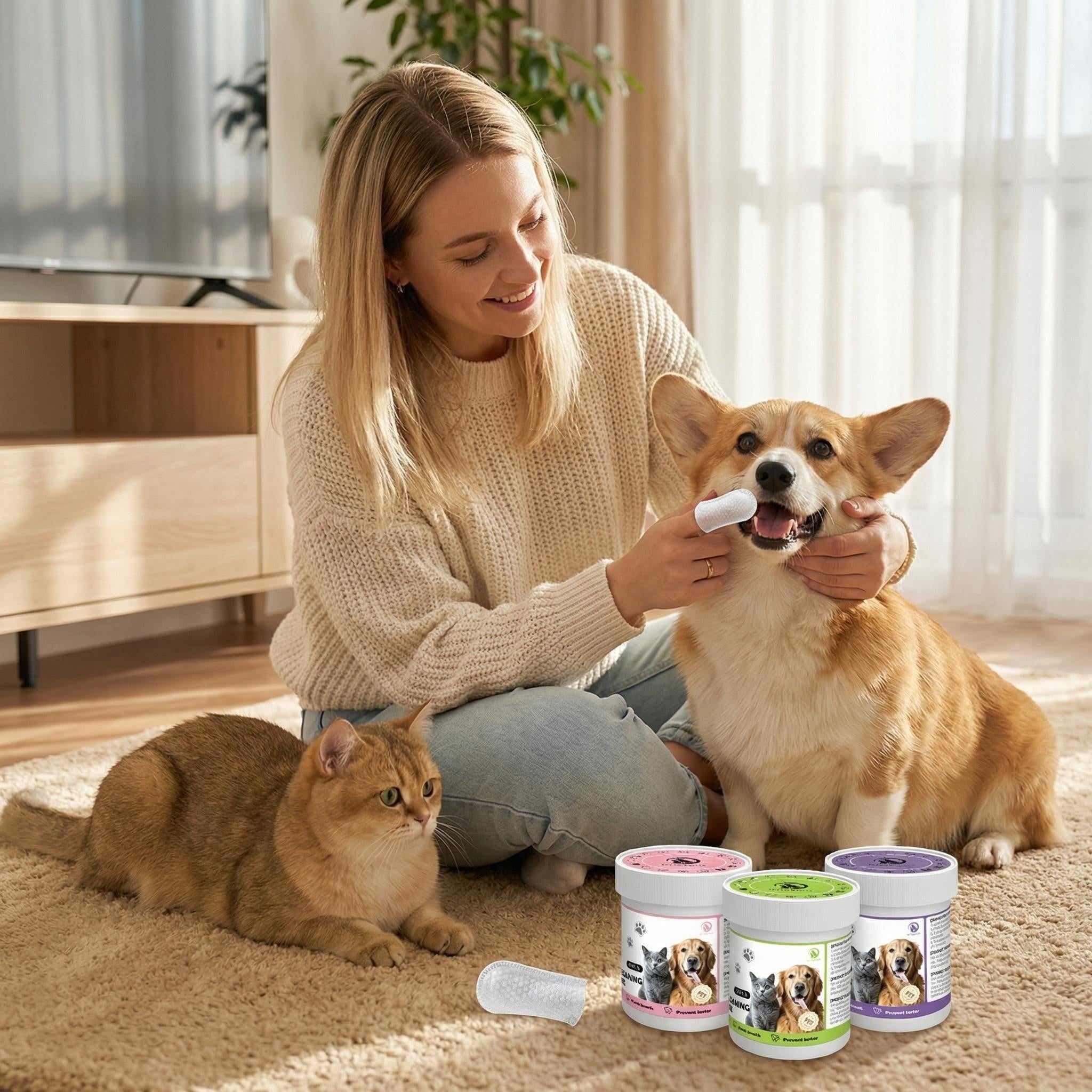 Pet Tooth Cleaning Cap Wet Wipes
