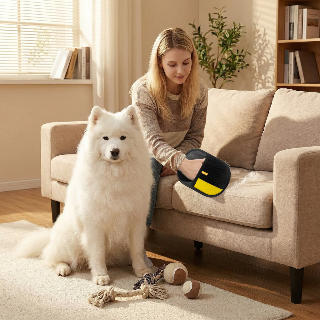 PETNEED Double-Sided Pet Hair Remover Glove Reusable Lint & Fur Removal Mitt for Dogs & Cats