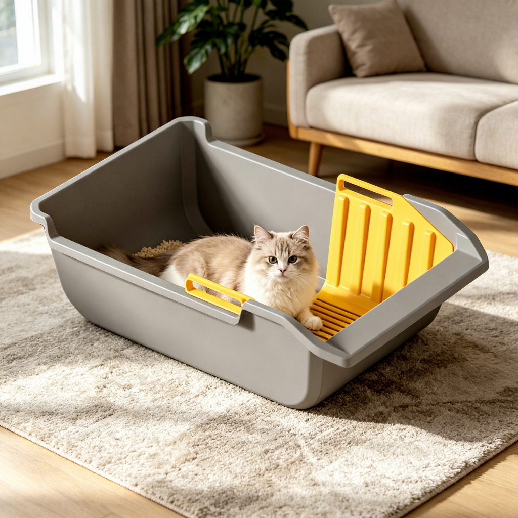 PETNEED Plastic cat litter box extra-large size Anti-splash protection for Indoor Use