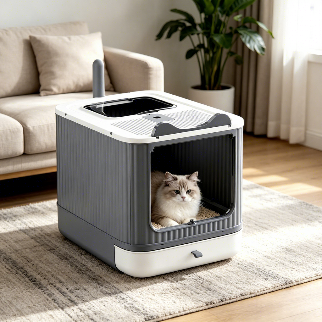 PETNEED Drawer-type cat litter box large size Anti-splash protection Indoor Use