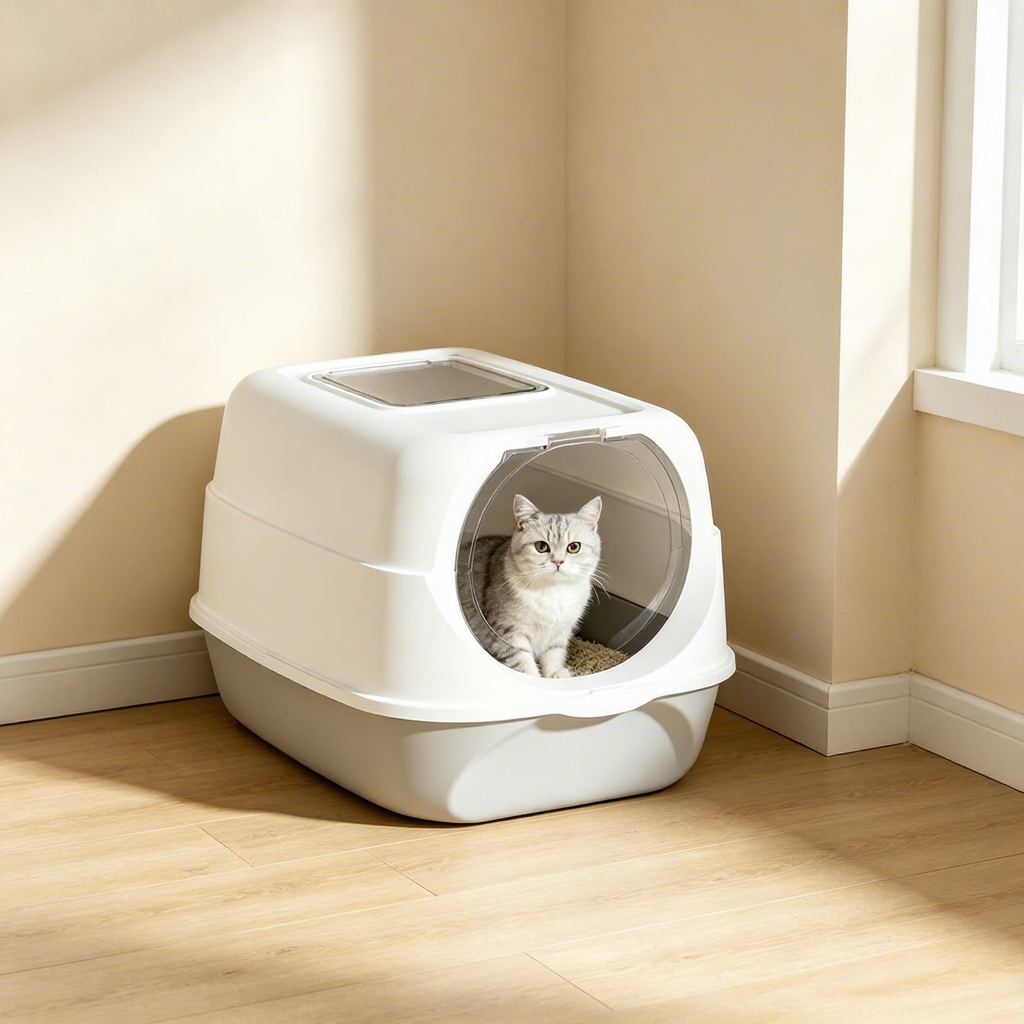 PRTNEED Flip-top litter box large size Anti-splash protection Indoor Use