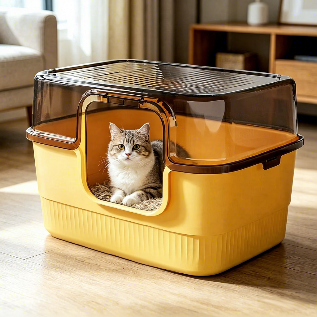PETNEED Side-entry cat litter box extra-large size easy to clean Indoor Use