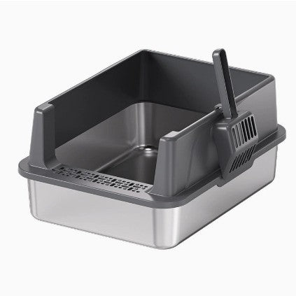 PETNEED Stainless steel cat litter box Sand-proof belt large size For 2-3 cats