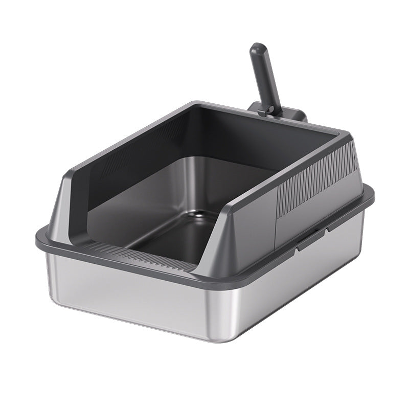 PETNEED Stainless steel cat litter box Non-stick bottom large size for 2-3 cats